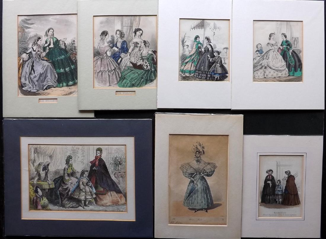 Fashion Plates 19th Cent Lot of 7 Hand Col Prints (1 of 2)