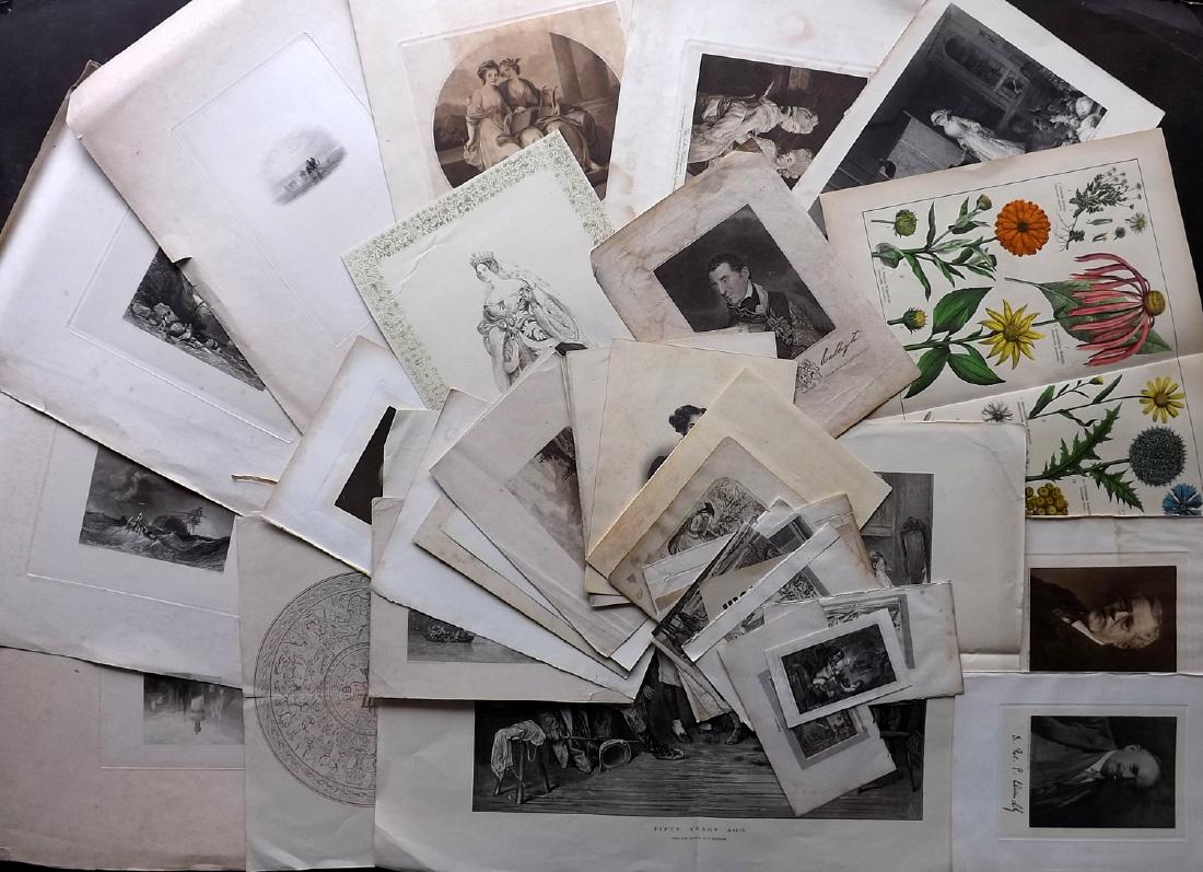 Mixed Prints 18th-19th Lot of 40+ Engravings (1 of 5)
