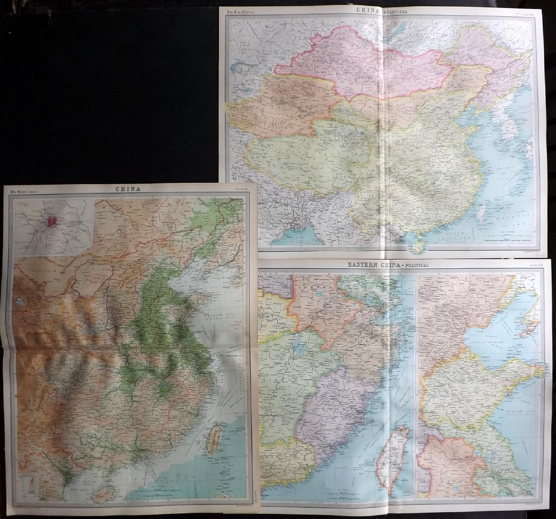 Bartholomew, John 1922 Group of 3 Large Maps of China (1 of 2)
