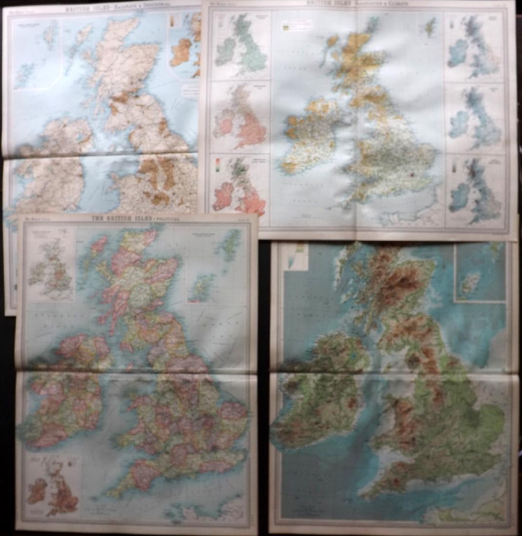 Bartholomew, John 1922 Lot of 4 Large UK Maps (1 of 2)