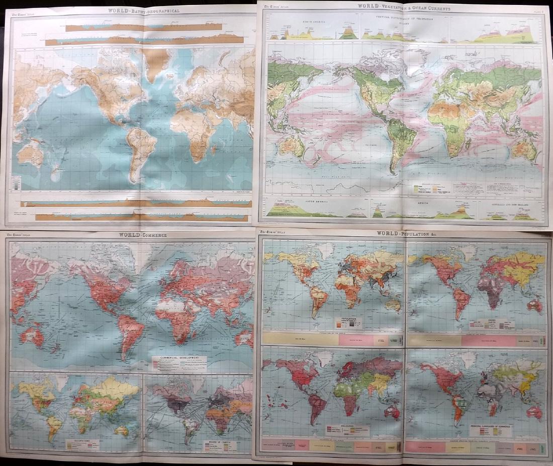 Bartholomew, John 1922 Lot of 4 Large World Maps (1 of 2)