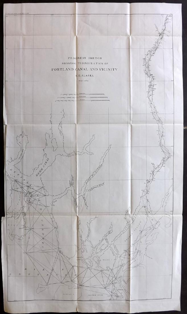 U S Coast Survey 1896 Large Map. Portland Canal, Alaska (1 of 2)