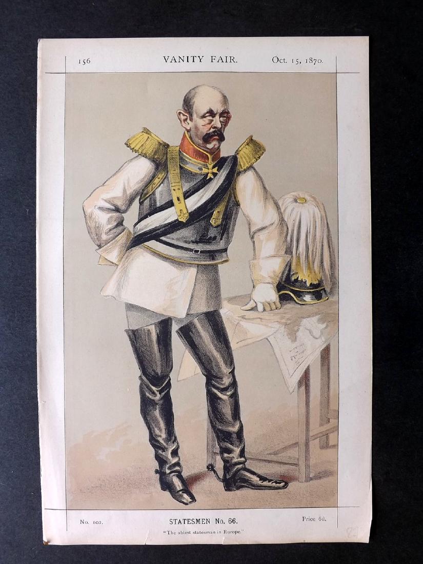 Vanity Fair Print 1870 Count Otto Von Bismarck, Royal: Chromolithograph Published 1869-1914, London for "Vanity Fair" Paper Size: 15 x 11 inch (38 x 28cm) Good Condition