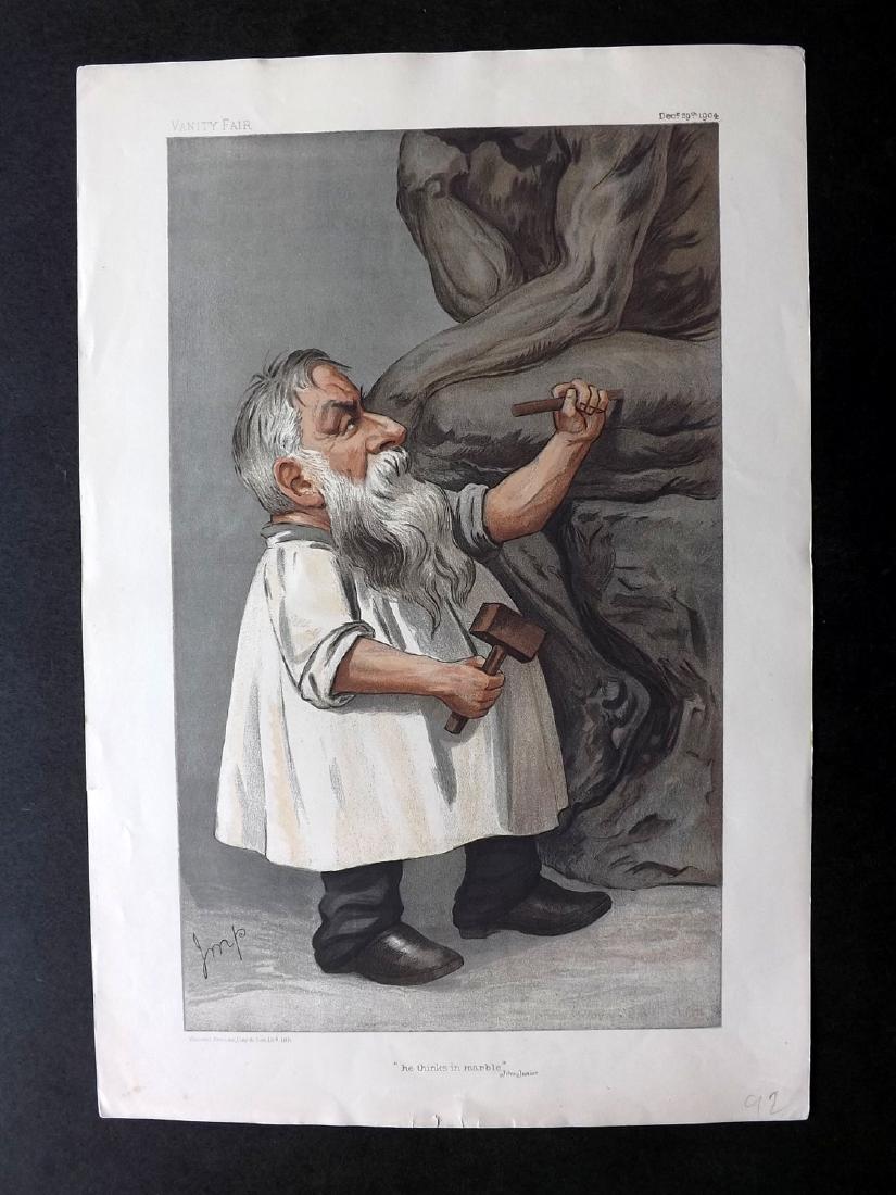 Vanity Fair Print 1904 Auguste Rodin. Artist Sculptor: Chromolithograph Published 1869-1914, London for "Vanity Fair" Paper Size: 15 x 11 inch (38 x 28cm) Good Condition