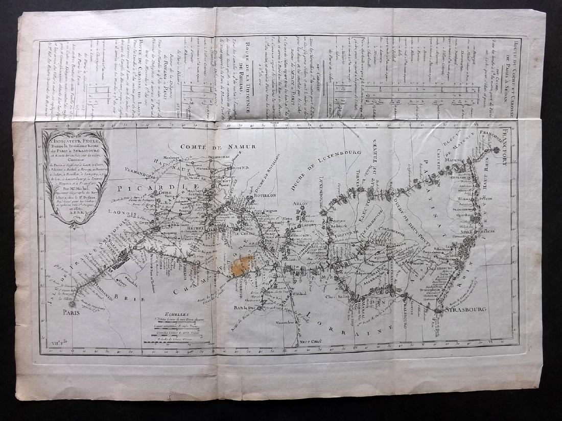 Desnos 1765 Map. Paris to Frankfurt. France Germany (1 of 2)
