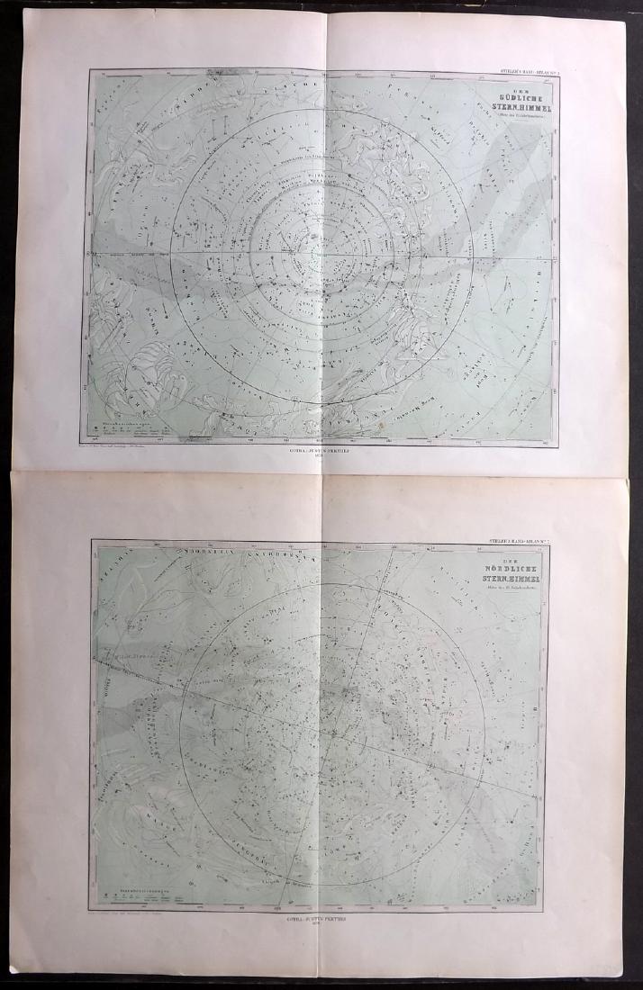 Stieler, Adolf 1879 Pair of Celestial Maps. Star Charts (1 of 2)