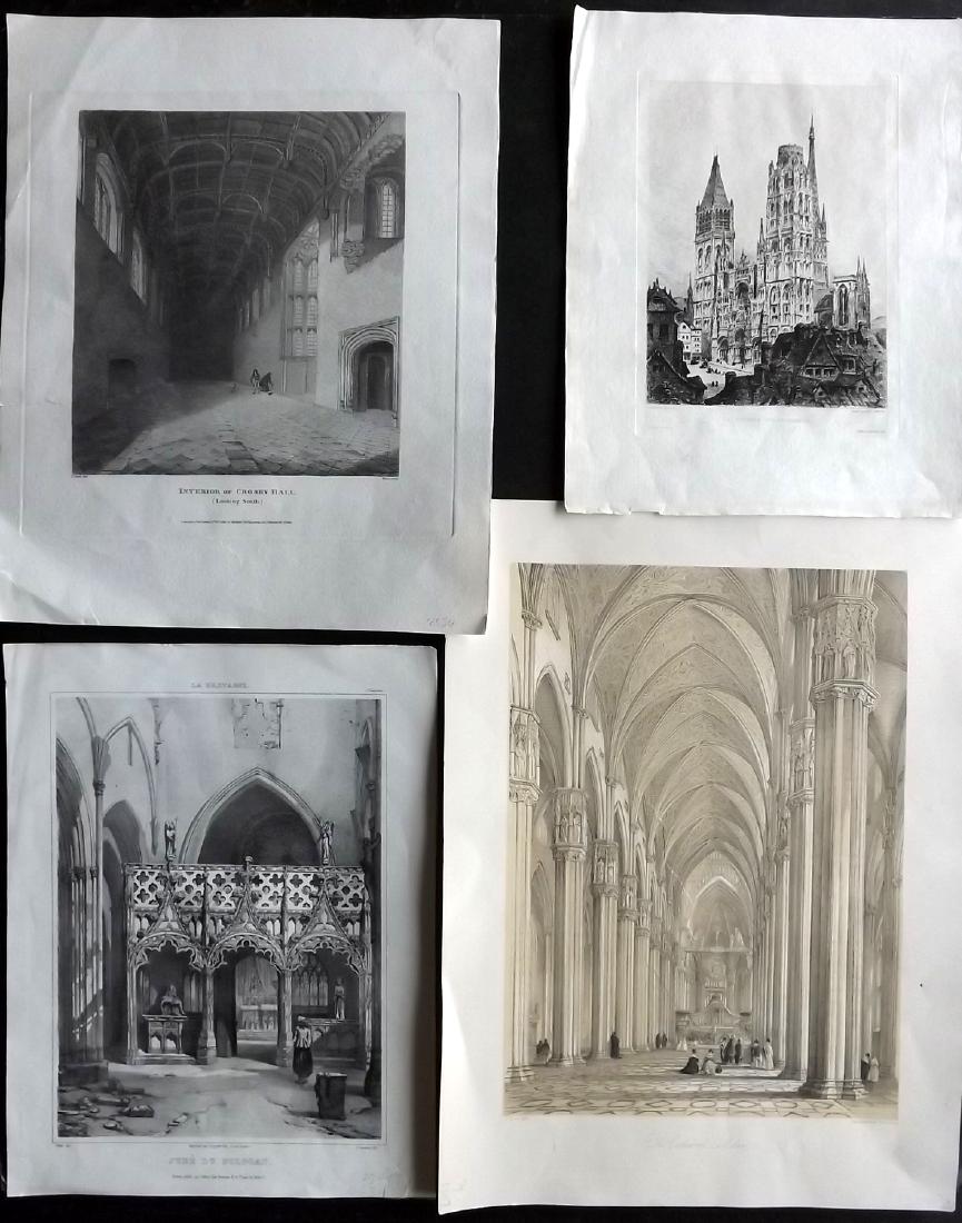 Architecture 19th Cent. Mixed Lot of 4 Folio Prints (1 of 2)