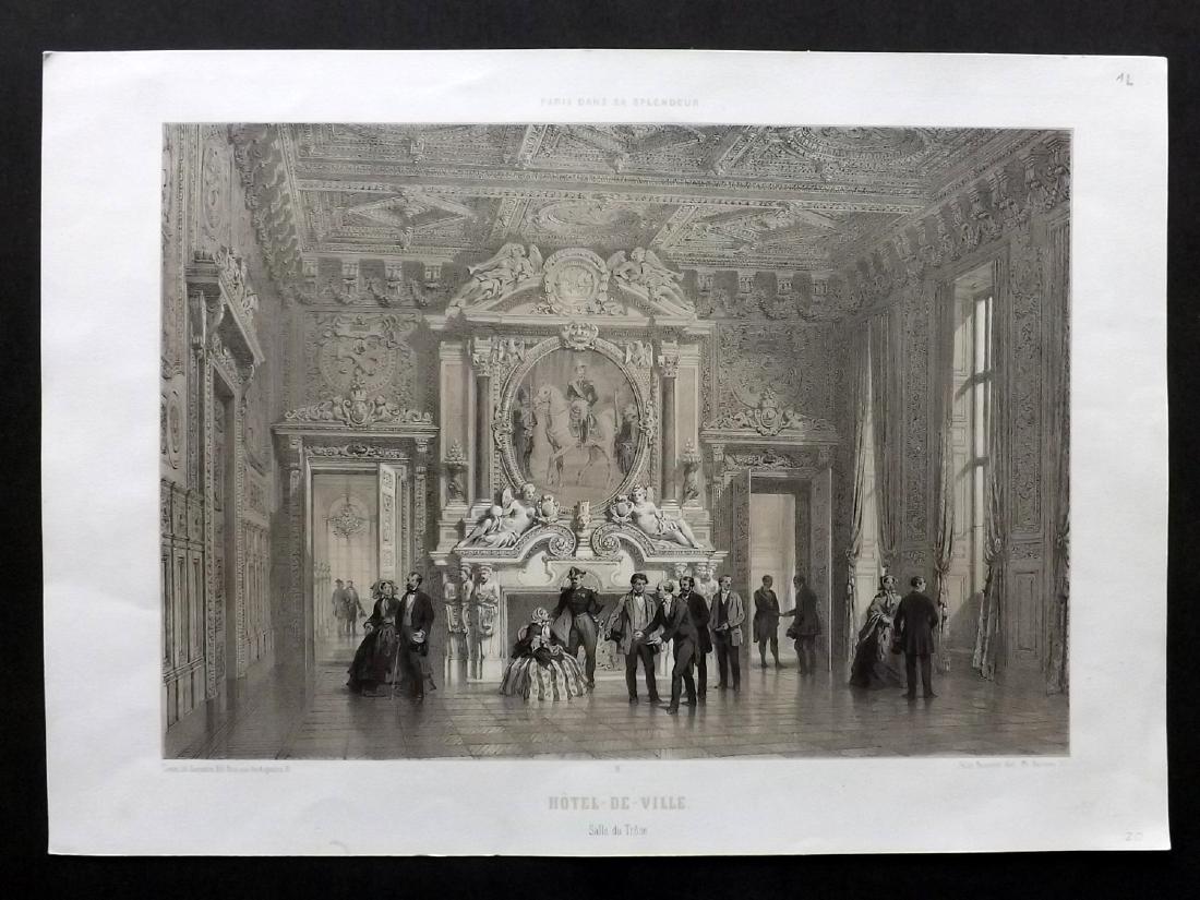 Paris dans sa Splendeur 1863 LG Print. Hotel-De-Ville: Lithograph Published 1861-63, Paris for "Paris dans sa Splendeur" Edited by Henri Charpentier. Mostly Drawn by Felix Bonoist, and Lithographed by Benoist and others. Paper Size: 19 x 13 inch (48 x 33c