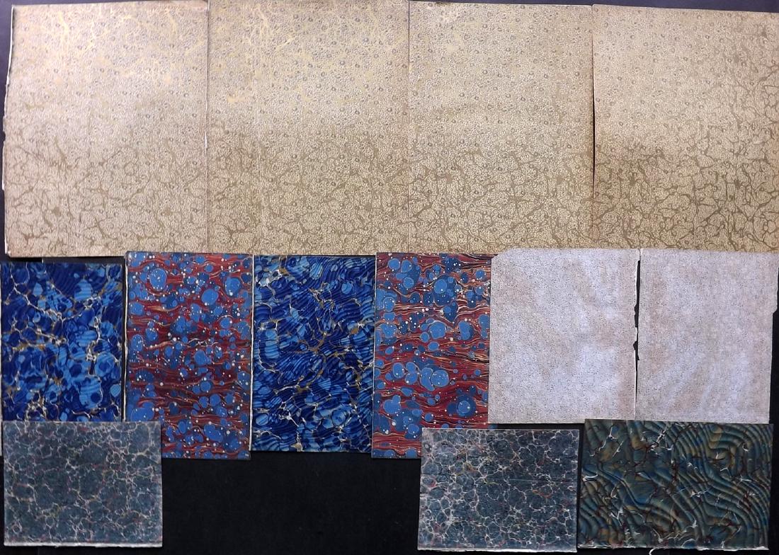 Marble End Papers, Bookbinding 19th Cent Lot of 13 (1 of 2)