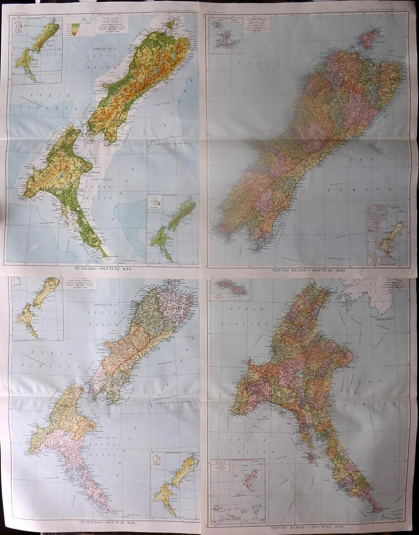 Gross, Alexander 1920 Lot of 4 Large Maps. New Zealand (1 of 2)
