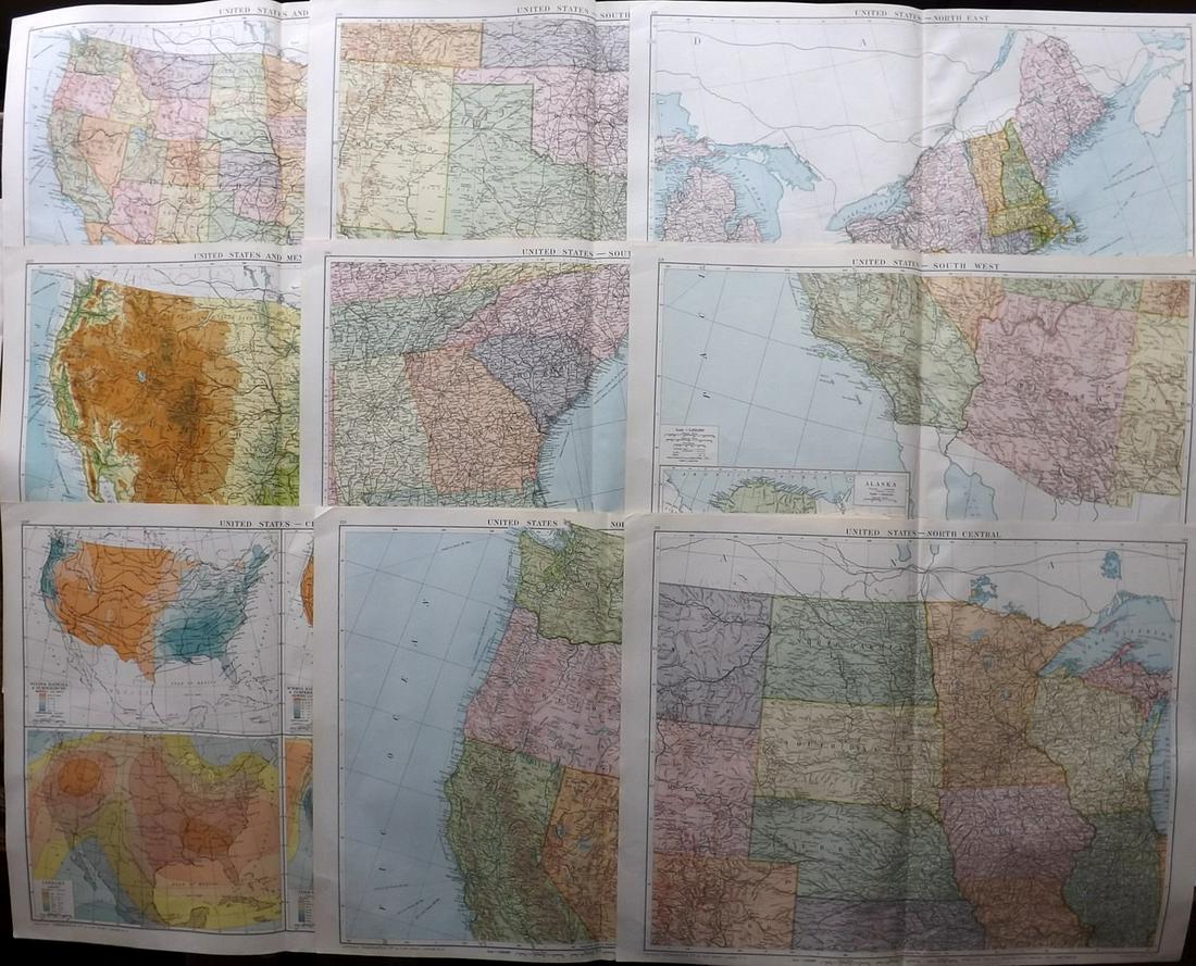 Gross, Alexander 1920 Lot of 9 Large Maps. USA (1 of 2)