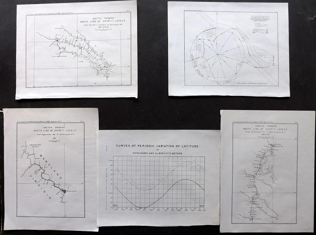 U S Coast Survey 1896 Lot of 5 Rare Maps (1 of 2)