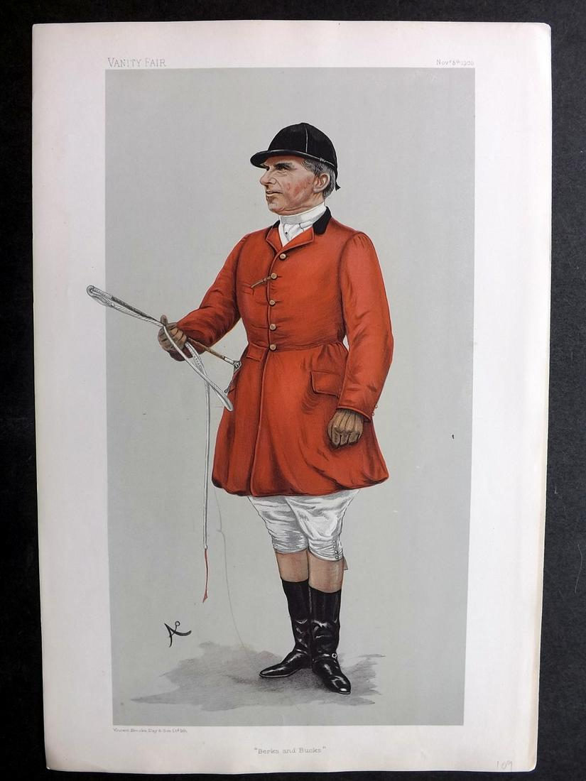 Vanity Fair Print 1903 Robert Rodney Wilmot, Foxhunter: Chromolithograph Published 1869-1914, London for "Vanity Fair" Paper Size: 15 x 11 inch (38 x 28cm) Good Condition