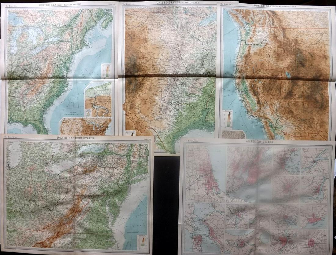 Bartholomew, John 1922 Lot of 5 Large Maps of USA (1 of 2)