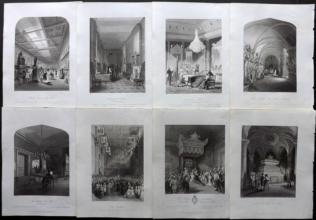 London Interiors 1844 Lot of 8 Steel Engravings: Steel Engravings Published 1841-4 by Joseph Mead, London for "London Interiors" Paper Size: 10.5 x 8 inch (27 x 21cm) Good condition