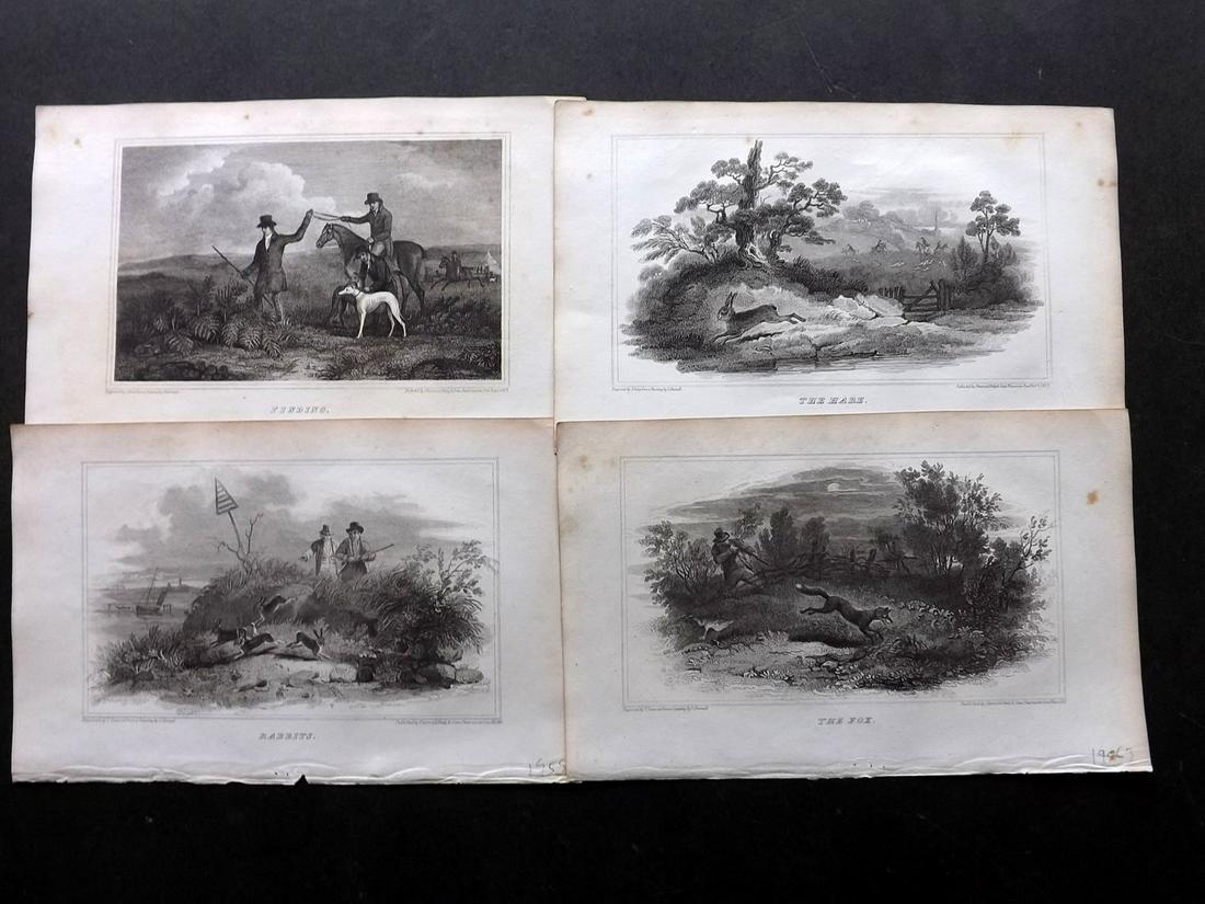British Field Sports 1818 Lot 7 Prints. Fishing Hunting: Copper Plates Published 1818, London for "British Field Sports..." by William Henry Scott. Paper Size: 9 x 6 inch (23 x 15cm) Minor toning in parts