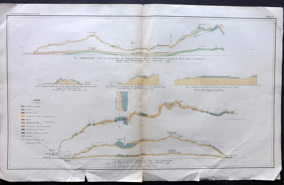 Verbeek 1905 Large Chart. Topography of Java, Indonesia (1 of 2)