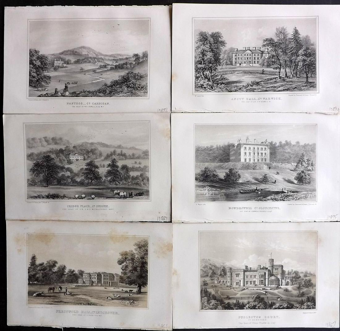 Burke, John 1852 Lot of 6 Prints. UK Country Houses (1 of 2)