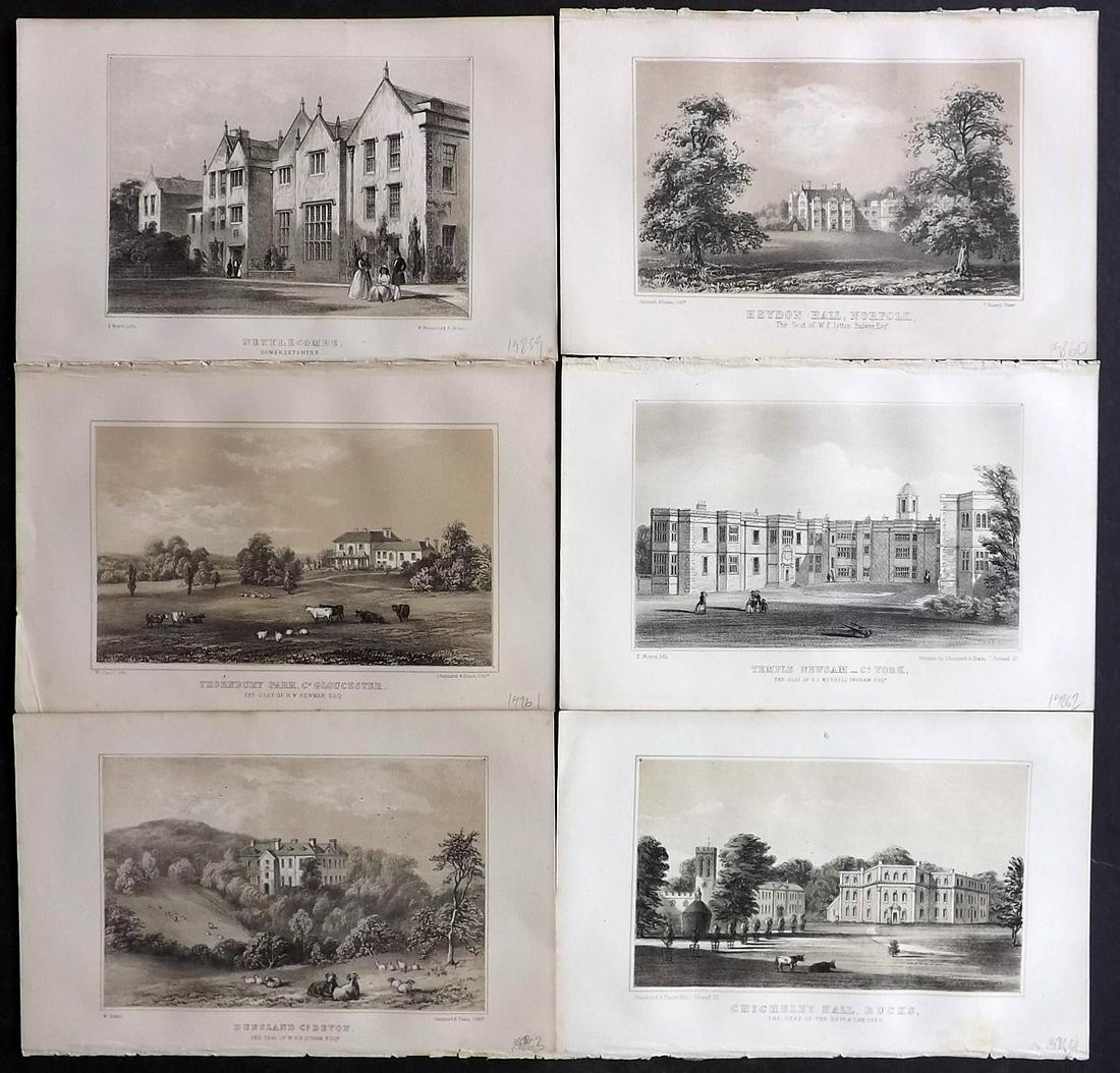 Burke, John 1852 Lot of 6 Prints. UK Country Houses (1 of 2)