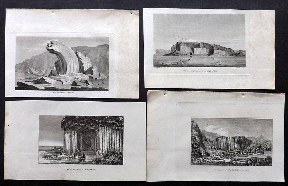 Phillips (Pub) 1823 Lot of 4. British Natural Wonders: Incl Lewis, Staffa, Giants Causeway, and Staffa. Copper Plate Published 1823, London for "The Atlas of Nature, Being a Graphic Display of The Most Interesting Subjects…" Published by Richard Phillip