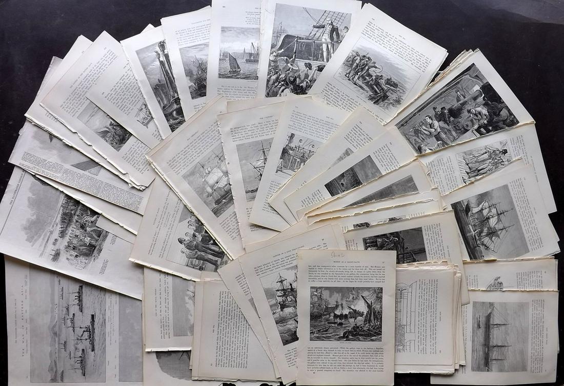 Ships Maritime 19th Cent Lot of 75 Illustrated Sheets (1 of 4)