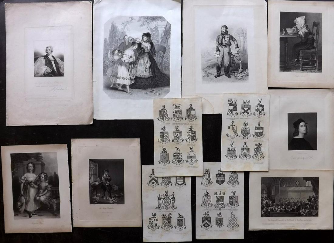Steel Plate 19th Cent. Mixed Lot of 12 Steel Engravings (1 of 2)
