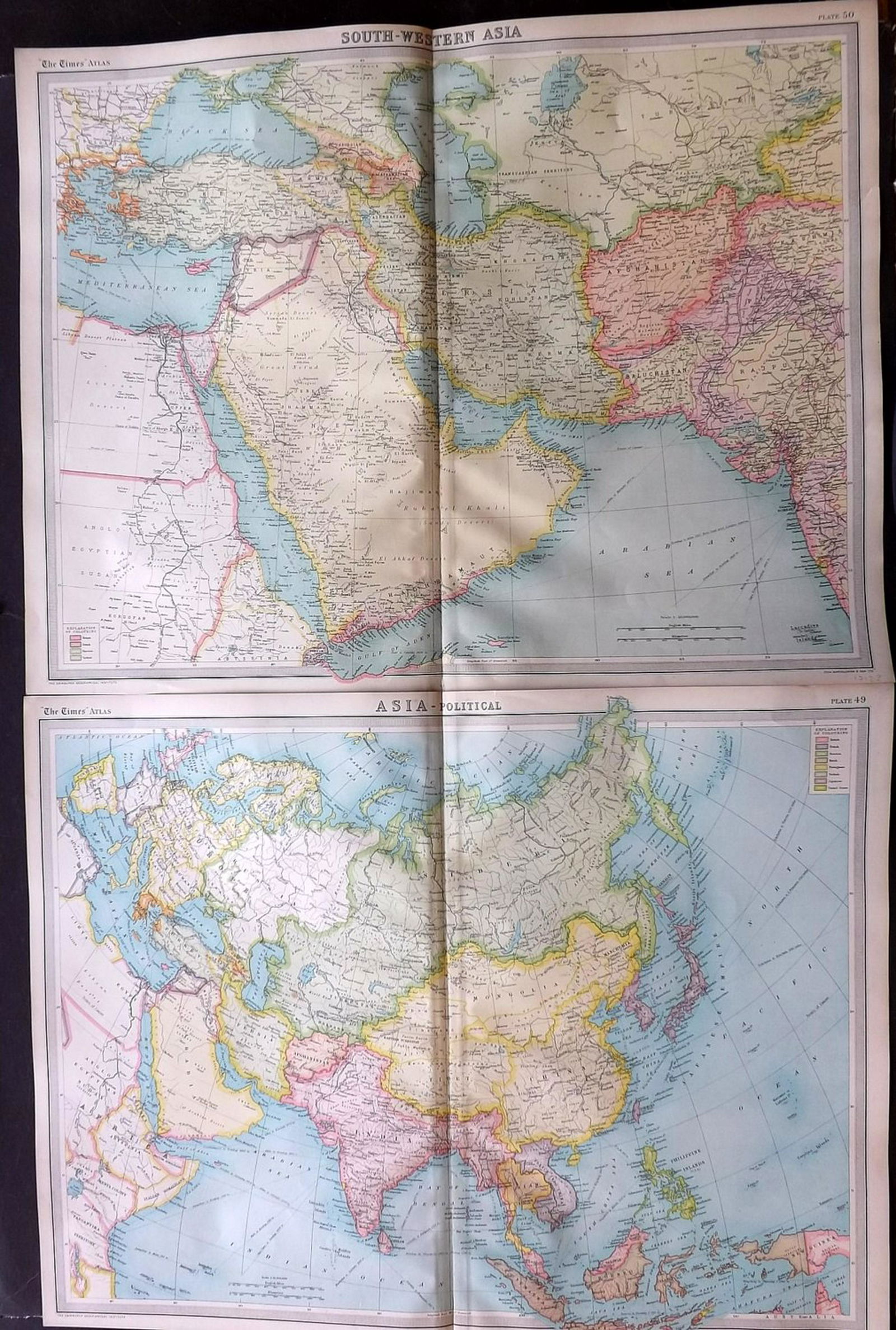 Bartholomew, John 1922 Lot of 3 LG Maps. India & Asia (1 of 2)