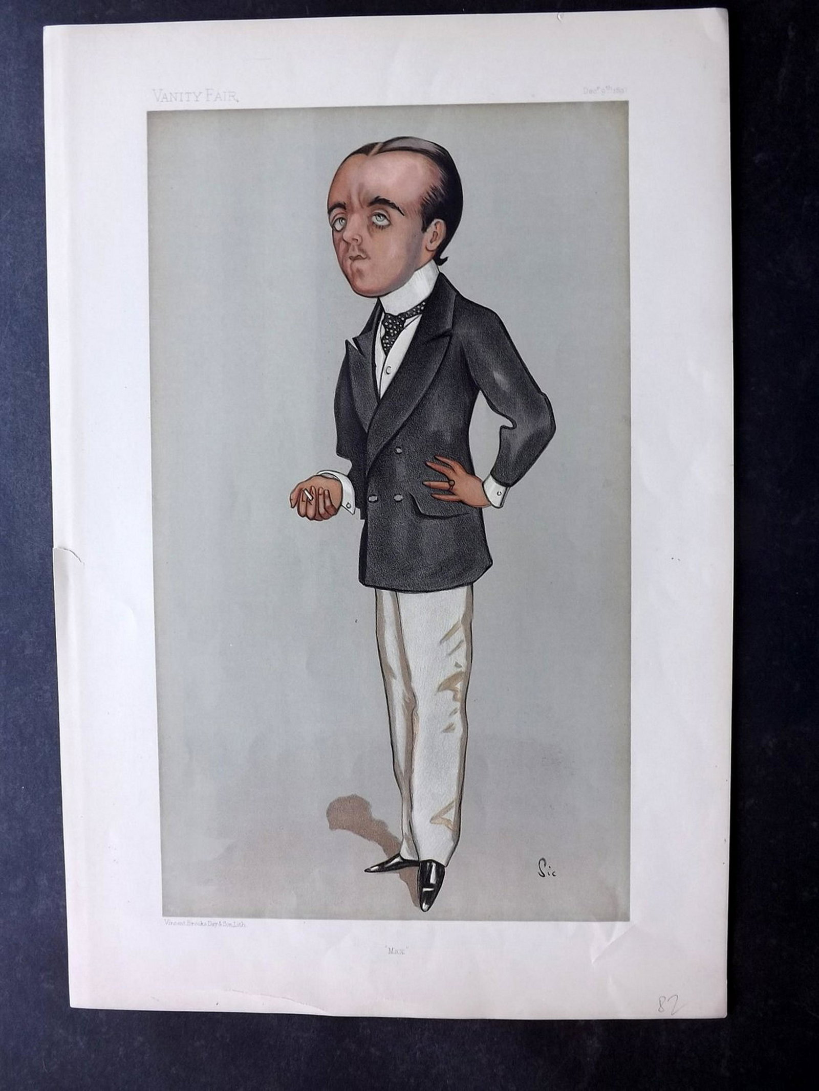 Vanity Fair Print 1897 Max Beerbohm, Artist: Chromolithograph Published 1869-1914, London for "Vanity Fair" Paper Size: 15 x 11 inch (38 x 28cm) Good Condition