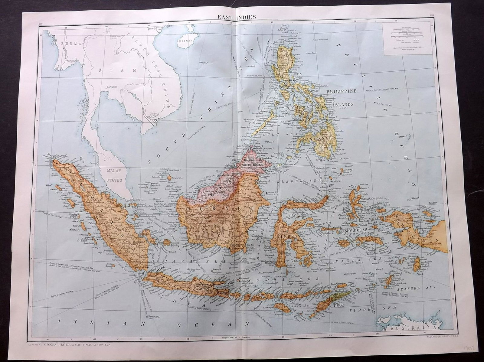 Gross, Alexander 1920 Pair of Large Maps. East Indies (1 of 2)
