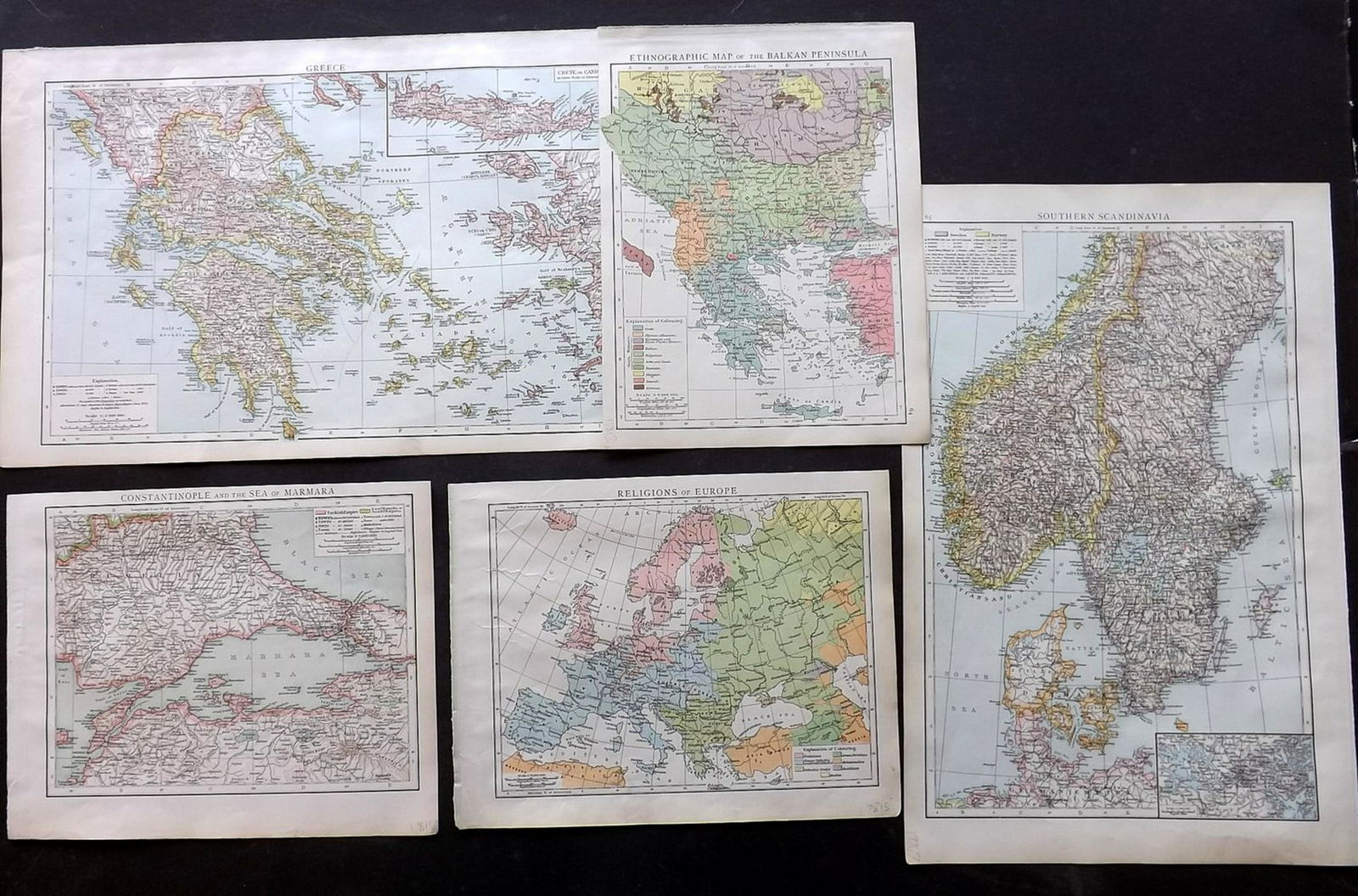The Times 1895 Lot of 7 Maps of Europe (1 of 2)