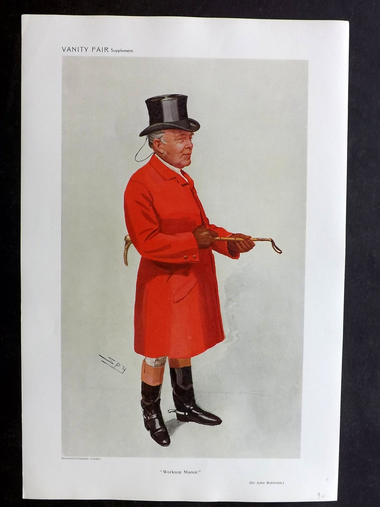 Vanity Fair Print 1911 John Robinson, Foxhunter: Chromolithographs Published 1869-1914, London for "Vanity Fair" Paper Size: 15 x 11 inch (38 x 28cm) Good Condition
