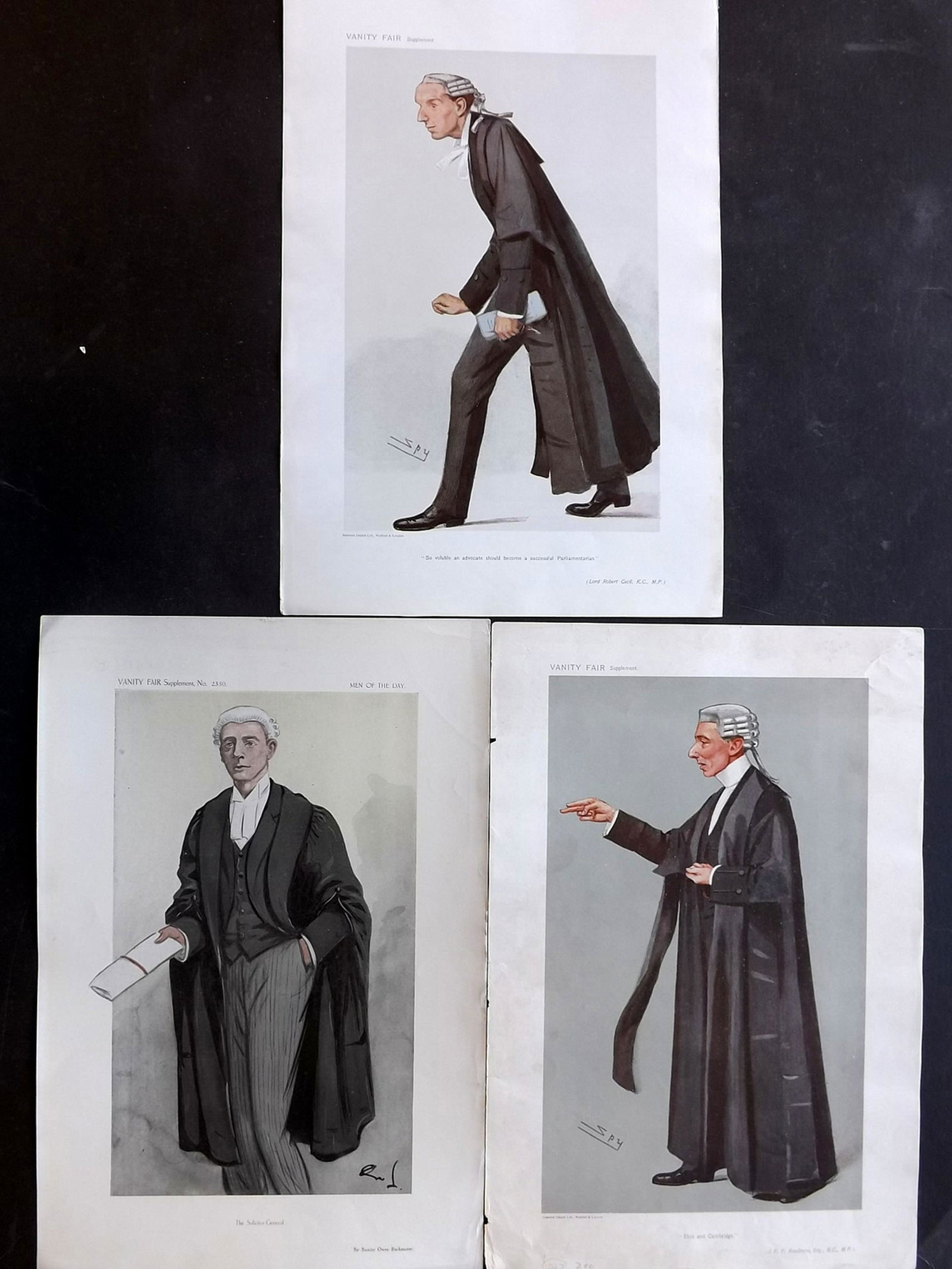 Vanity Fair Prints 1900's Lot of 3 Prints. Legal Wigged (1 of 2)