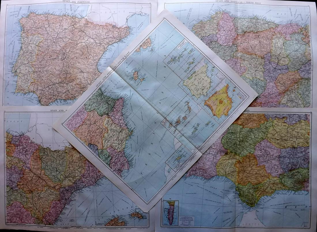 Gross, Alexander 1920 Lot of 5 LG Maps Spain & Portugal (1 of 2)