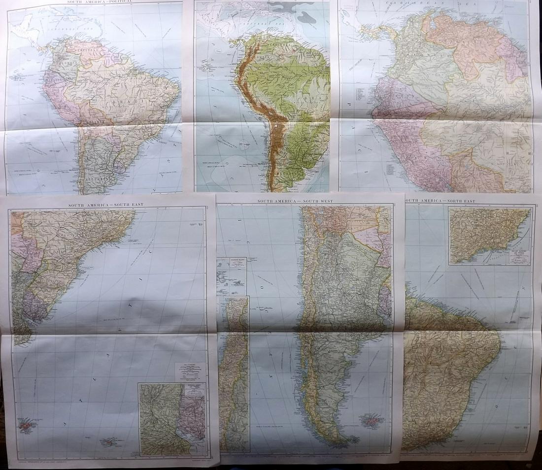 Gross, Alexander 1920 Lot of 6 Large Maps South America (1 of 2)