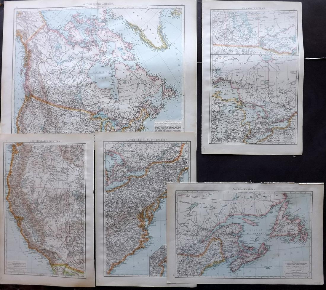 The Times 1895 Lot of 5 Maps. USA & Canada (1 of 2)