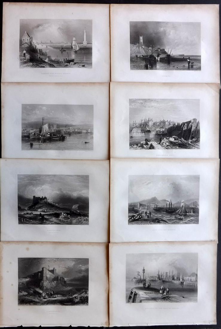 Finden, William 1842 Lot of 8 British Views: Steel Engravings Published 1842, London for "The Ports, Harbours, Watering-Places and Picturescque Scenery of Great Britain" by William Finden. Illustrated by Bartlett & Harding. Paper Size: 11 x 8 in