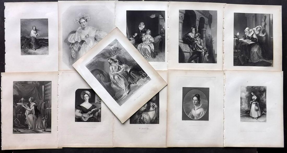 Pretty Ladies 1845 Lot of 13 Steel Engravings by Fisher (1 of 2)