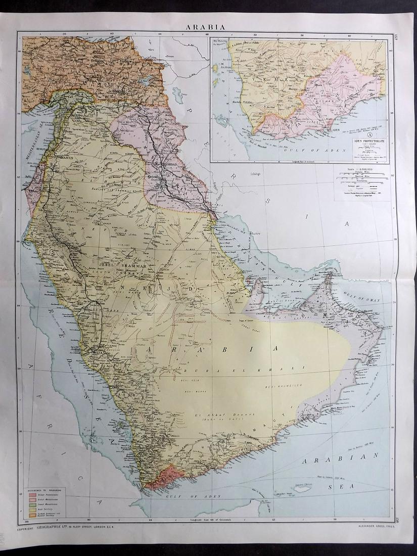 Gross, Alexander 1920 Large Map of Arabia (1 of 2)