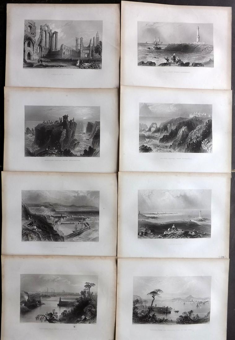 Finden, William 1842 Lot of 8 British Views: Steel Engravings Published 1842, London for "The Ports, Harbours, Watering-Places and Picturescque Scenery of Great Britain" by William Finden. Illustrated by Bartlett & Harding. Paper Size: 11 x 8 in