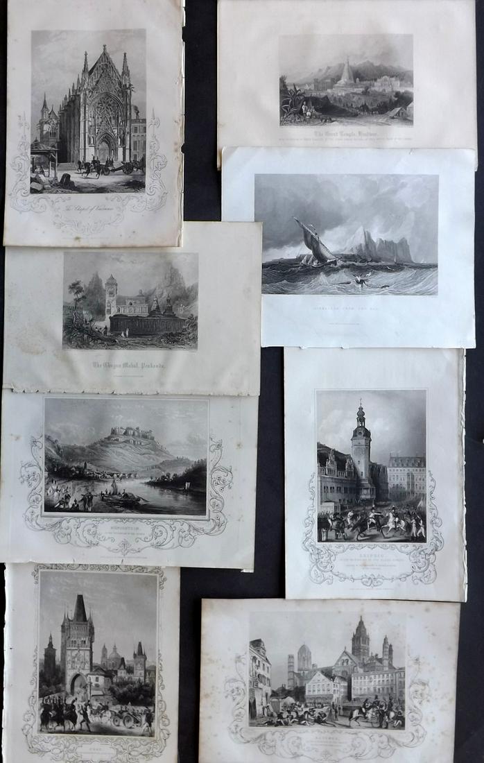 World Views 19th Cent Lot of 8 Steel Engravings (1 of 2)