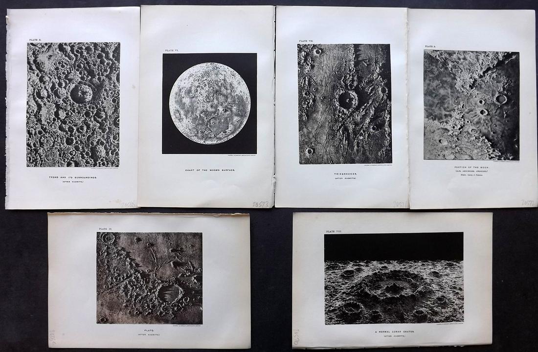 Ball, Robert 1901 Lot of 6 Astronomy Prints. The Moon (1 of 2)