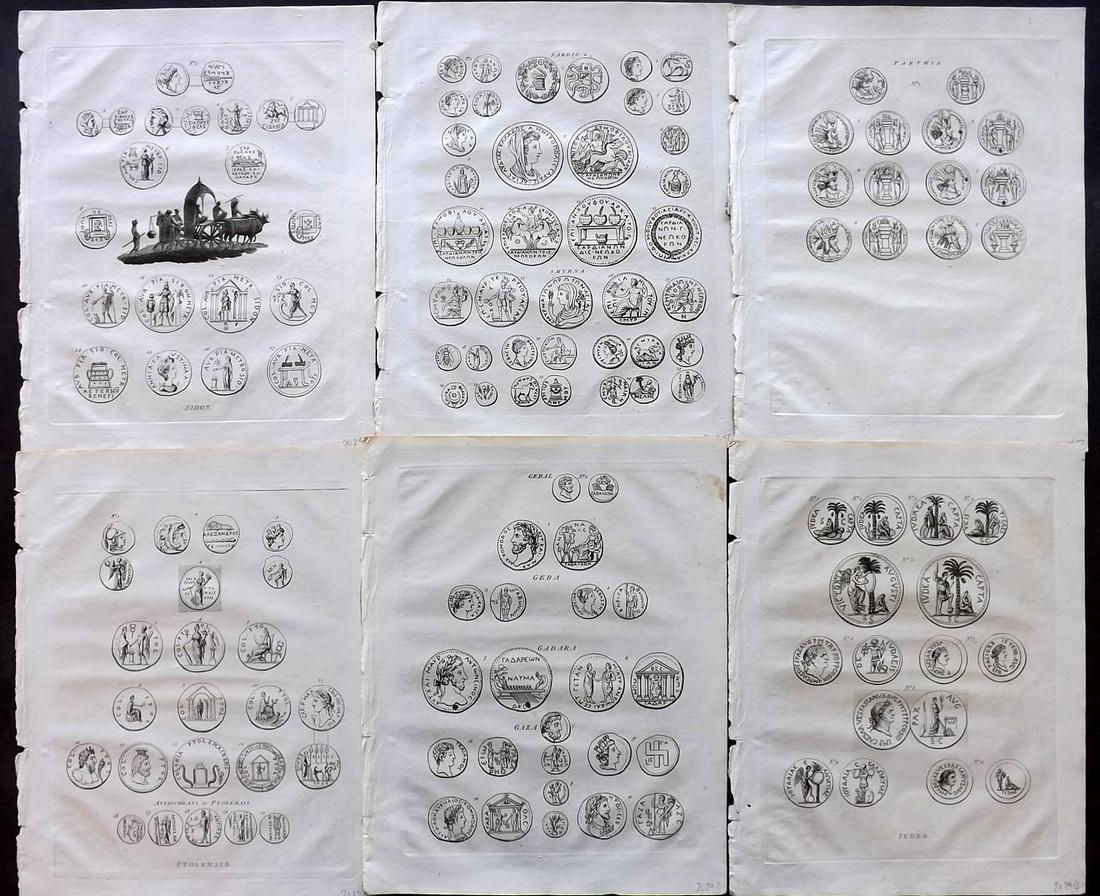 Wells, Edward 1817 Lot 6 Prints Coins. Holy Land Greece (1 of 2)