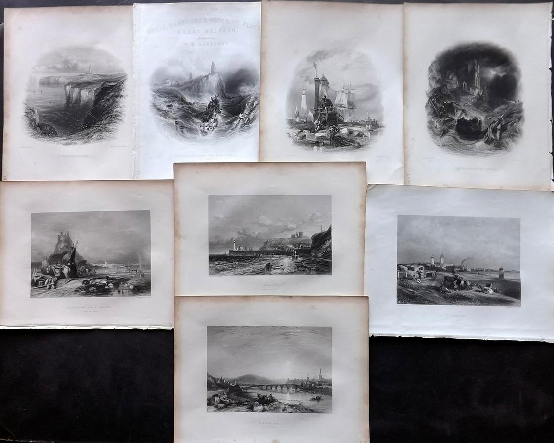 Finden, William 1842 Lot of 8 British Views: Steel Engravings Published 1842, London for "The Ports, Harbours, Watering-Places and Picturescque Scenery of Great Britain" by William Finden. Illustrated by Bartlett & Harding. Paper Size: 11 x 8 in
