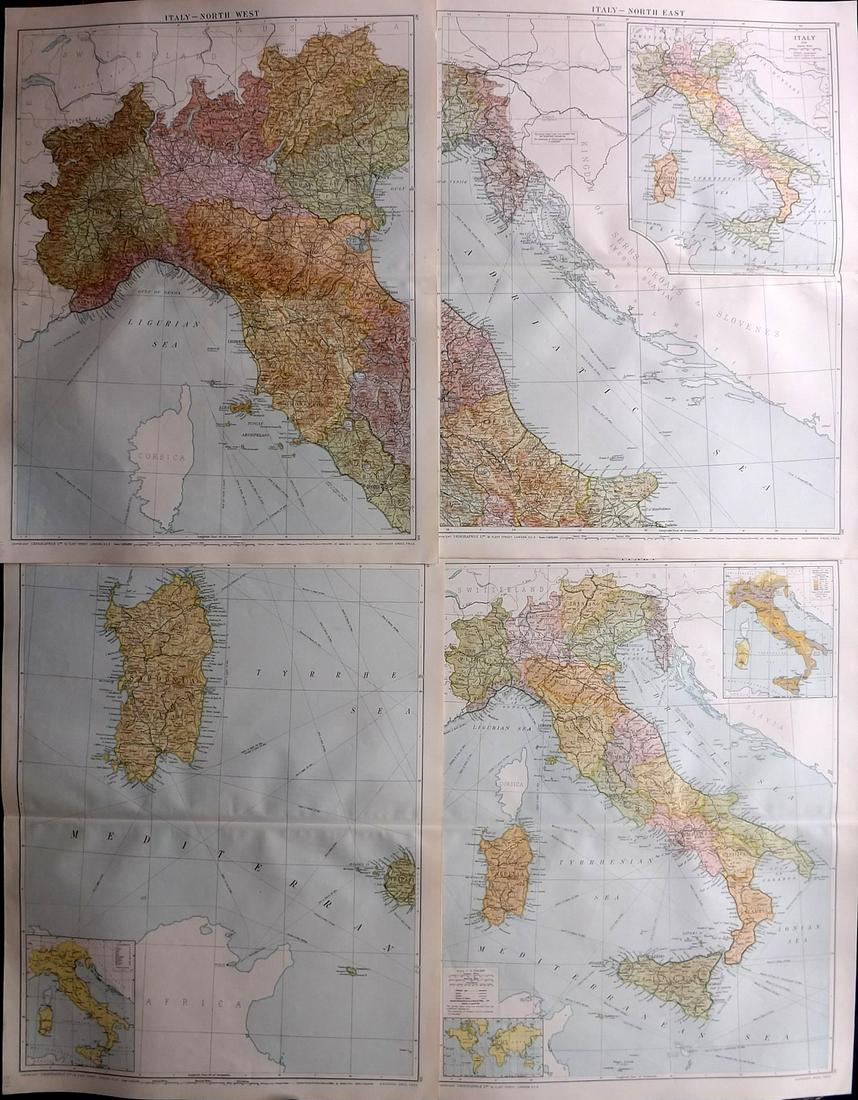 Gross, Alexander 1920 Lot of 4 Large Maps of Italy (1 of 2)