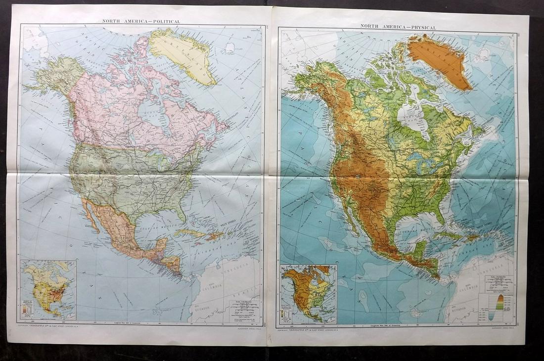 Gross, Alexander 1920 Pair of Maps of North America (1 of 2)
