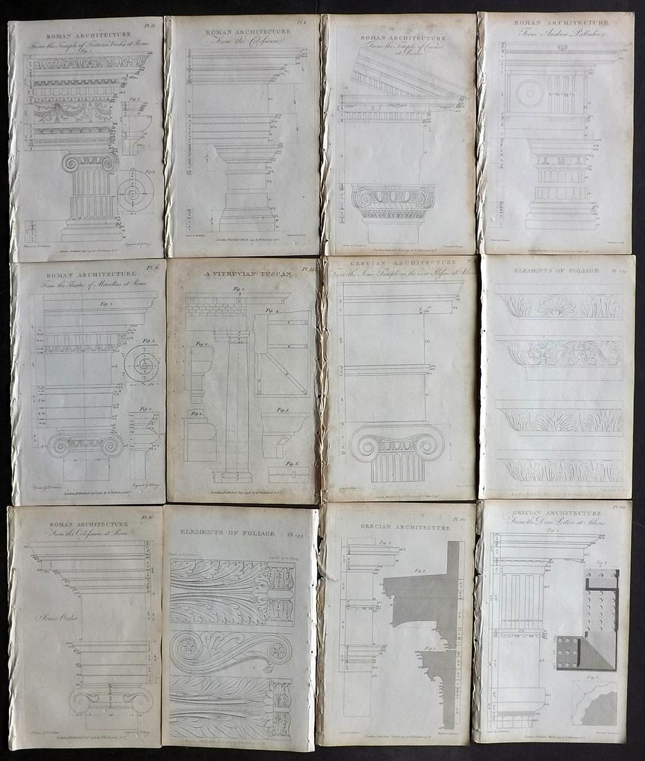 Nicholson, Peter 1798 Lot of 12 Architectural Prints (1 of 2)