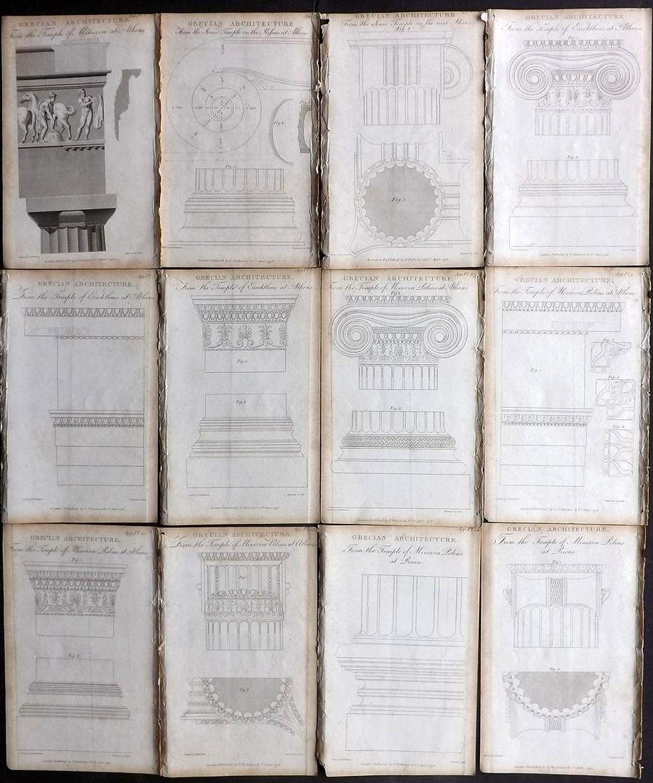 Nicholson, Peter 1798 Lot of 12 Architectural Prints (1 of 2)