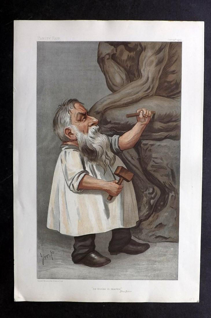 Vanity Fair Print 1904 Auguste Rodin, Sculptor: Chromolithograph Published 1869-1914, London for "Vanity Fair" Paper Size: 15 x 11 inch (38 x 28cm) Good Condition