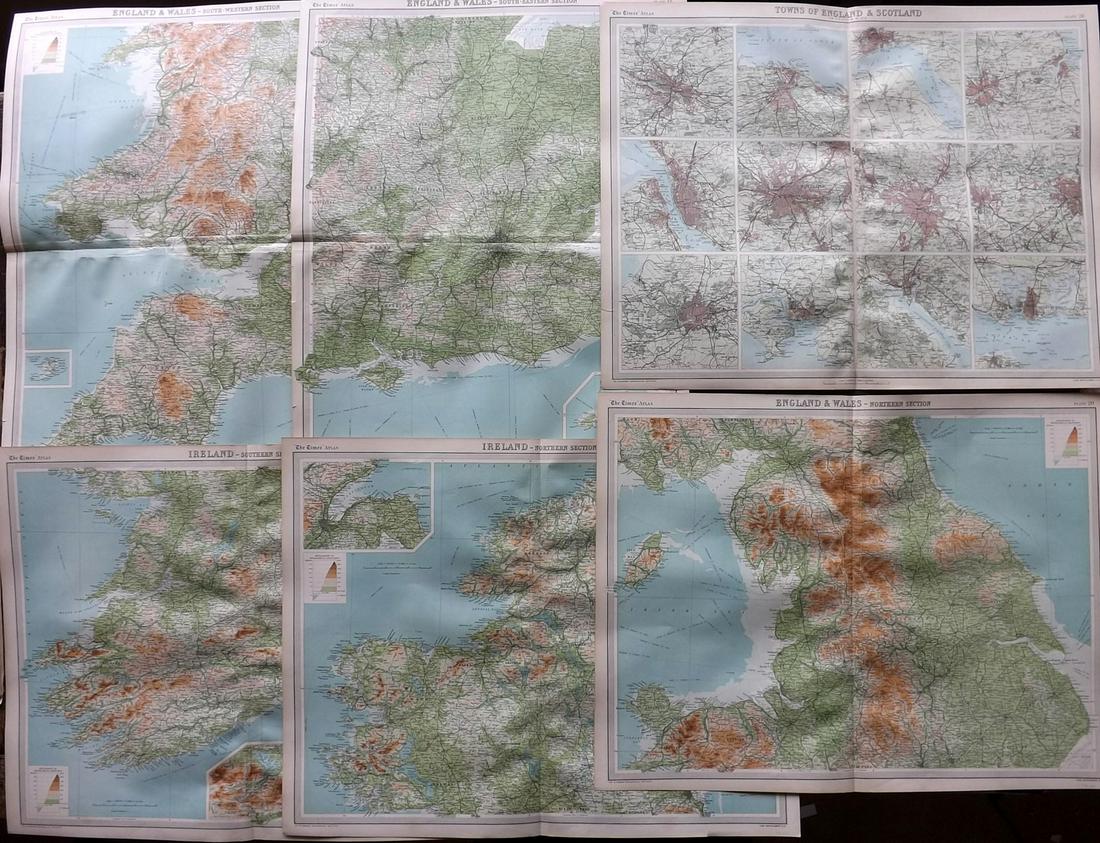 Bartholomew, John 1922 Lot of 6 LG Maps of UK & Ireland (1 of 2)