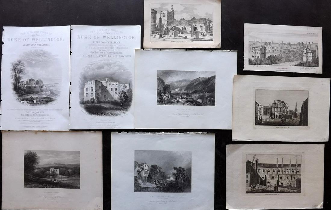 British Views 18th-19th Cent. Lot of 9 Engravings (1 of 2)